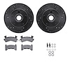 8312-47015 Drilled/Slotted Brake Rotors with 3000-Series Ceramic Brake Pads Kit & Hardware [Black], 1982-1995 GM, Position: Fron - image 1