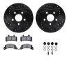 8312-47021 Drilled/Slotted Brake Rotors with 3000-Series Ceramic Brake Pads Kit & Hardware [Black], 1985-1989 GM, Position: Fron - image 1