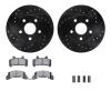 8312-47022 Drilled/Slotted Brake Rotors with 3000-Series Ceramic Brake Pads Kit & Hardware [Black], 1990-1991 GM, Position: Fron - image 1