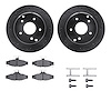 8312-47024 Drilled/Slotted Brake Rotors with 3000-Series Ceramic Brake Pads Kit & Hardware [Black], 1984-1987 GM, Position: Rear - image 1