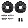 8312-47028 Drilled/Slotted Brake Rotors with 3000-Series Ceramic Brake Pads Kit & Hardware [Black], 1988-1996 GM, Position: Fron - image 1