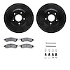 8312-47031 Drilled/Slotted Brake Rotors with 3000-Series Ceramic Brake Pads Kit & Hardware [Black], 1988-1996 GM, Position: Fron - image 1