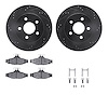 8312-47034 Drilled/Slotted Brake Rotors with 3000-Series Ceramic Brake Pads Kit & Hardware [Black], 1993-1997 GM, Position: Rear - image 1
