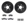 8312-47036 Drilled/Slotted Brake Rotors with 3000-Series Ceramic Brake Pads Kit & Hardware [Black], 1991-1993 GM, Position: Fron - image 1