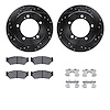 8312-47038 Drilled/Slotted Brake Rotors with 3000-Series Ceramic Brake Pads Kit & Hardware [Black], 1991-1998 GM, Position: Fron - image 1