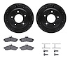8312-47042 Drilled/Slotted Brake Rotors with 3000-Series Ceramic Brake Pads Kit & Hardware [Black], 1994-1996 GM, Position: Rear - image 1
