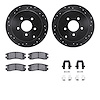 8312-47043 Drilled/Slotted Brake Rotors with 3000-Series Ceramic Brake Pads Kit & Hardware [Black], 2001-2007 GM, Position: Rear - image 1