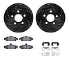 8312-47044 Drilled/Slotted Brake Rotors with 3000-Series Ceramic Brake Pads Kit & Hardware [Black], 1997-2005 GM, Position: Fron - image 1