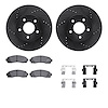 8312-47046 Drilled/Slotted Brake Rotors with 3000-Series Ceramic Brake Pads Kit & Hardware [Black], 2002-2007 GM, Position: Fron - image 1
