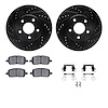 8312-47048 Drilled/Slotted Brake Rotors with 3000-Series Ceramic Brake Pads Kit & Hardware [Black], 2007-2010 GM, Position: Fron - image 1