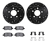 8312-47049 Drilled/Slotted Brake Rotors with 3000-Series Ceramic Brake Pads Kit & Hardware [Black], 2004-2016 GM, Position: Rear - image 1