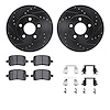 8312-47051 Drilled/Slotted Brake Rotors with 3000-Series Ceramic Brake Pads Kit & Hardware [Black], 2004-2008 GM, Position: Fron - image 1