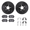 8312-47052 Drilled/Slotted Brake Rotors with 3000-Series Ceramic Brake Pads Kit & Hardware [Black], 2006-2011 GM, Position: Fron - image 1