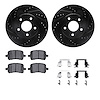 8312-47053 Drilled/Slotted Brake Rotors with 3000-Series Ceramic Brake Pads Kit & Hardware [Black], 2008-2008 GM, Position: Fron - image 1
