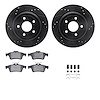 8312-47056 Drilled/Slotted Brake Rotors with 3000-Series Ceramic Brake Pads Kit & Hardware [Black], 2008-2010 GM, Position: Rear - image 1