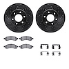 8312-47057 Drilled/Slotted Brake Rotors with 3000-Series Ceramic Brake Pads Kit & Hardware [Black], 2006-2009 GM, Position: Fron - image 1