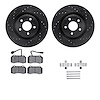 8312-47062 Drilled/Slotted Brake Rotors with 3000-Series Ceramic Brake Pads Kit & Hardware [Black], 2007-2010 GM, Position: Fron - image 1