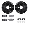 8312-47064 Drilled/Slotted Brake Rotors with 3000-Series Ceramic Brake Pads Kit & Hardware [Black], 2011-2019 GM, Position: Rear - image 1