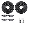 8312-47079 Drilled/Slotted Brake Rotors with 3000-Series Ceramic Brake Pads Kit & Hardware [Black], 2017-2018 GM, Position: Rear - image 1