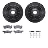 8312-48002 Drilled/Slotted Brake Rotors with 3000-Series Ceramic Brake Pads Kit & Hardware [Black], 1971-1989 GM, Position: Fron - image 1