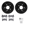 8312-48014 Drilled/Slotted Brake Rotors with 3000-Series Ceramic Brake Pads Kit & Hardware [Black], 1979-1998 GM, Position: Fron - image 1