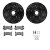 8312-48015 Drilled/Slotted Brake Rotors with 3000-Series Ceramic Brake Pads Kit & Hardware [Black], 1991-2003 GM, Position: Fron - image 1
