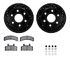 8312-48017 Drilled/Slotted Brake Rotors with 3000-Series Ceramic Brake Pads Kit & Hardware [Black], 1988-1991 GM, Position: Fron - image 1