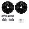8312-48018 Drilled/Slotted Brake Rotors with 3000-Series Ceramic Brake Pads Kit & Hardware [Black], 1988-1991 GM, Position: Fron - image 1