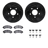 8312-48033 Drilled/Slotted Brake Rotors with 3000-Series Ceramic Brake Pads Kit & Hardware [Black], 1997-2005 GM, Position: Fron - image 1