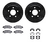 8312-48034 Drilled/Slotted Brake Rotors with 3000-Series Ceramic Brake Pads Kit & Hardware [Black], 1997-2005 GM, Position: Rear - image 1