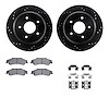 8312-48035 Drilled/Slotted Brake Rotors with 3000-Series Ceramic Brake Pads Kit & Hardware [Black], 1998-2005 GM, Position: Rear - image 1