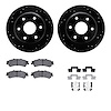8312-48042 Drilled/Slotted Brake Rotors with 3000-Series Ceramic Brake Pads Kit & Hardware [Black], 2003-2007 GM, Position: Rear - image 1