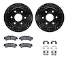 8312-48043 Drilled/Slotted Brake Rotors with 3000-Series Ceramic Brake Pads Kit & Hardware [Black], 1999-2007 GM, Position: Rear - image 1