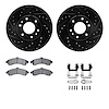 8312-48047 Drilled/Slotted Brake Rotors with 3000-Series Ceramic Brake Pads Kit & Hardware [Black], 2002-2005 GM, Position: Fron - image 1