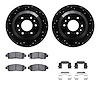 8312-48048 Drilled/Slotted Brake Rotors with 3000-Series Ceramic Brake Pads Kit & Hardware [Black], 2002-2009 GM, Position: Rear - image 1