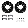 8312-48051 Drilled/Slotted Brake Rotors with 3000-Series Ceramic Brake Pads Kit & Hardware [Black], 2003-2020 GM, Position: Rear - image 1