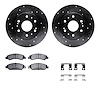 8312-48057 Drilled/Slotted Brake Rotors with 3000-Series Ceramic Brake Pads Kit & Hardware [Black], 2005-2008 GM, Position: Fron - image 1