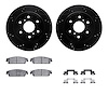 8312-48062 Drilled/Slotted Brake Rotors with 3000-Series Ceramic Brake Pads Kit & Hardware [Black], 2007-2014 GM, Position: Rear - image 1