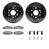 8312-48065 Drilled/Slotted Brake Rotors with 3000-Series Ceramic Brake Pads Kit & Hardware [Black], 2005-2020 GM, Position: Fron - image 1