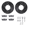 8312-50002 Drilled/Slotted Brake Rotors with 3000-Series Ceramic Brake Pads Kit & Hardware [Black], 1989-1994 GM, Position: Fron - image 1