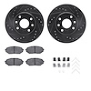 8312-50004 Drilled/Slotted Brake Rotors with 3000-Series Ceramic Brake Pads Kit & Hardware [Black], 1989-1993 GM, Position: Fron - image 1