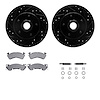 8312-51002 Drilled/Slotted Brake Rotors with 3000-Series Ceramic Brake Pads Kit & Hardware [Black], 1991-1996 GM, Position: Fron - image 1