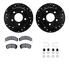 8312-52003 Drilled/Slotted Brake Rotors with 3000-Series Ceramic Brake Pads Kit & Hardware [Black], 1984-1988 GM, Position: Rear - image 1