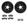 8312-52007 Drilled/Slotted Brake Rotors with 3000-Series Ceramic Brake Pads Kit & Hardware [Black], 1990-2005 GM, Position: Fron - image 1