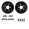 8312-52008 Drilled/Slotted Brake Rotors with 3000-Series Ceramic Brake Pads Kit & Hardware [Black], 1997-1999 GM, Position: Fron - image 1