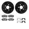 8312-52010 Drilled/Slotted Brake Rotors with 3000-Series Ceramic Brake Pads Kit & Hardware [Black], 1997-2005 GM, Position: Fron - image 1