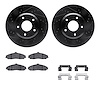 8312-52012 Drilled/Slotted Brake Rotors with 3000-Series Ceramic Brake Pads Kit & Hardware [Black], 2005-2006 GM, Position: Fron - image 1