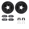 8312-52017 Drilled/Slotted Brake Rotors with 3000-Series Ceramic Brake Pads Kit & Hardware [Black], 2005-2005 GM, Position: Rear - image 1