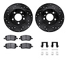 8312-52018 Drilled/Slotted Brake Rotors with 3000-Series Ceramic Brake Pads Kit & Hardware [Black], 2005-2005 GM, Position: Rear - image 1
