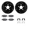 8312-53006 Drilled/Slotted Brake Rotors with 3000-Series Ceramic Brake Pads Kit & Hardware [Black], 2004-2012 GM, Position: Rear - image 1